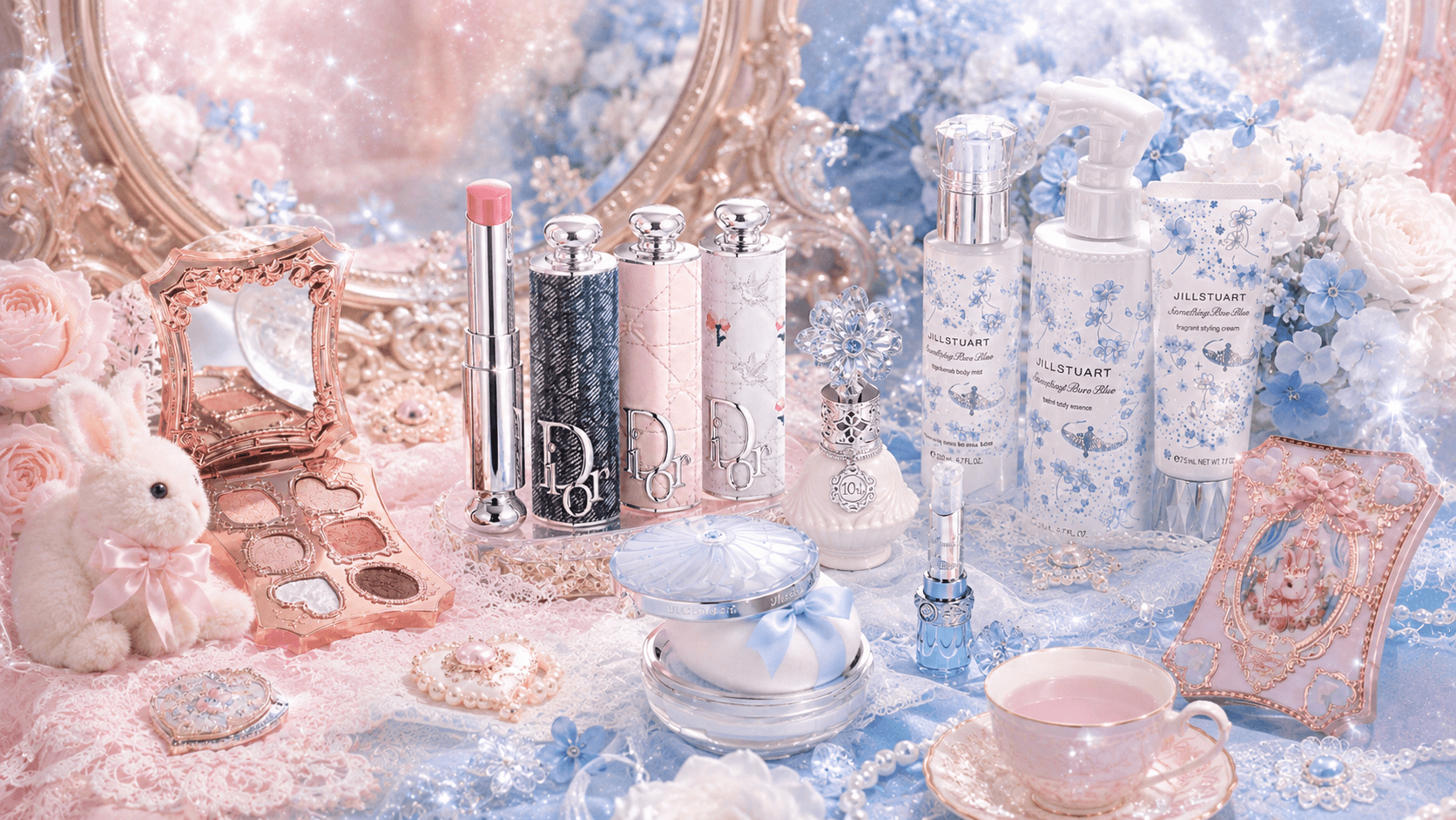 Princess-core beauty items for a fairytale vanity