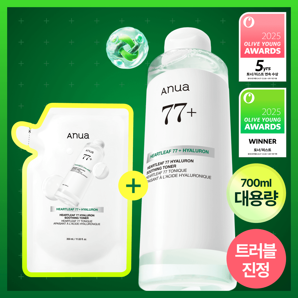 아누아 어성초 77 히알루론산 수분 진정 토너 350ml 리필 기획세트
