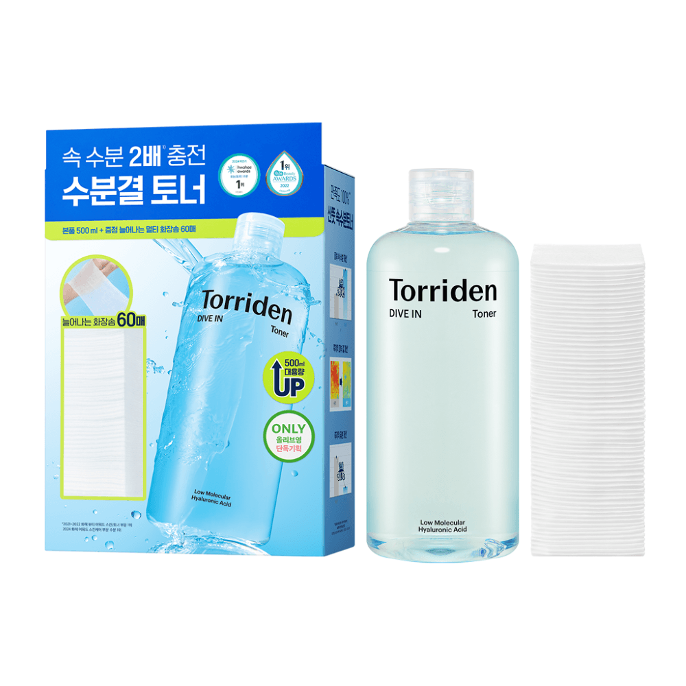 토리든 다이브인 저분자 히알루론산 토너 500ml 대용량 한정 기획 (+늘어나는 화장솜 60매) - view 2