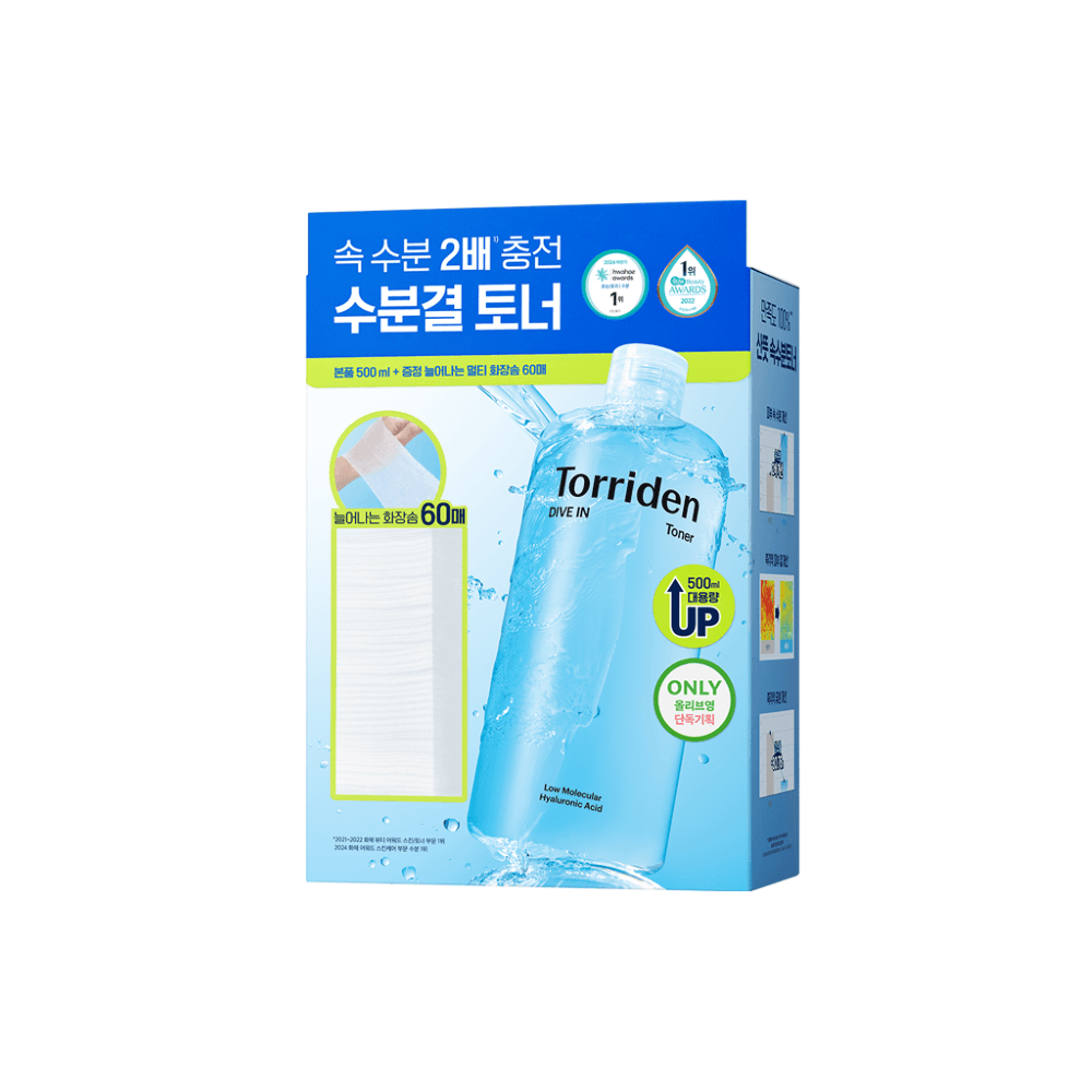 토리든 다이브인 저분자 히알루론산 토너 500ml 대용량 한정 기획 (+늘어나는 화장솜 60매) - view 3